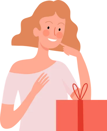 People With Gifts Surprise Character Man Woman Girl Boy Illustration