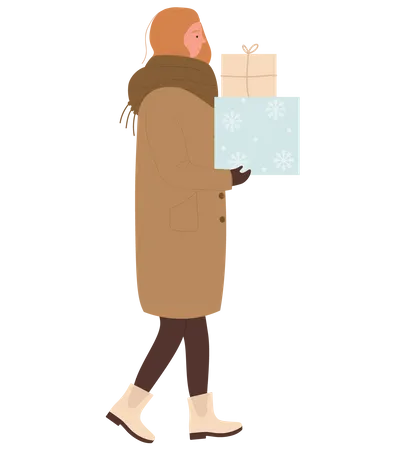 Girl With present  Illustration