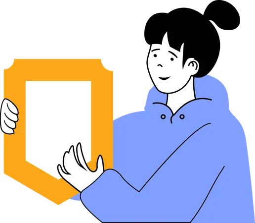 プログラミングボードを持つ女の子  イラスト