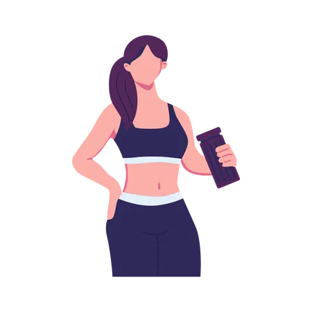 Girl with protein shake  Illustration