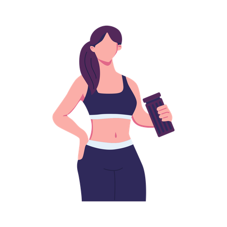 Girl with protein shake  Illustration