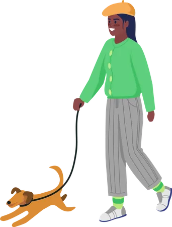 Girl with puppy Illustration
