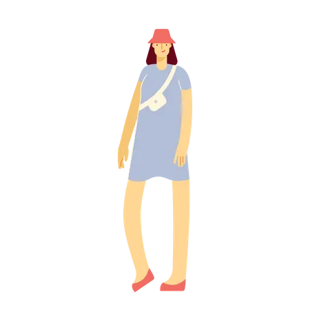 Girl With Purse  Illustration