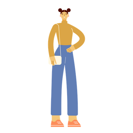 Girl With Purse  Illustration