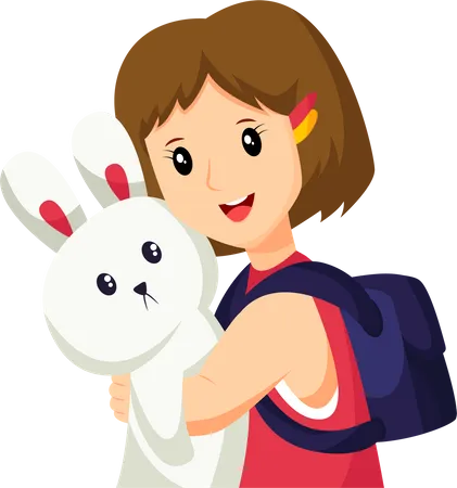 Girl with Rabbit toy  Illustration