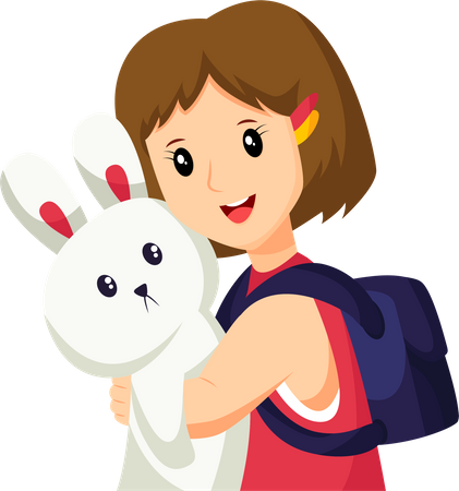 Girl with Rabbit toy  Illustration