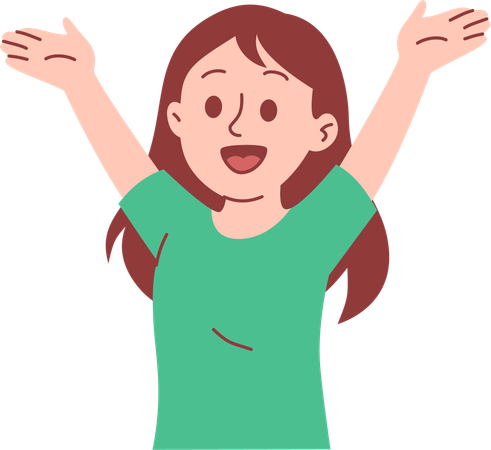 手を挙げた少女  イラスト