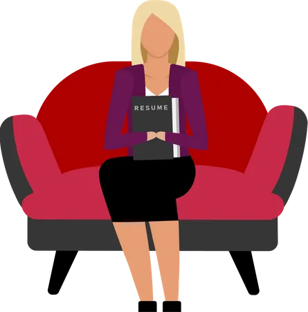Girl with resume in armchair  Illustration