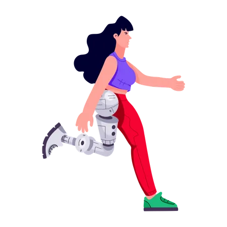Girl with robotic leg  Illustration