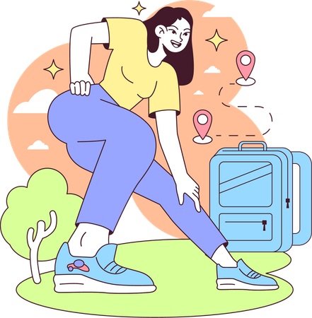 Girl with Rucking route  Illustration