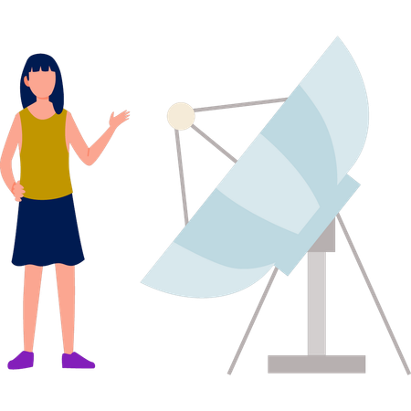 Girl with satellite antenna  Illustration