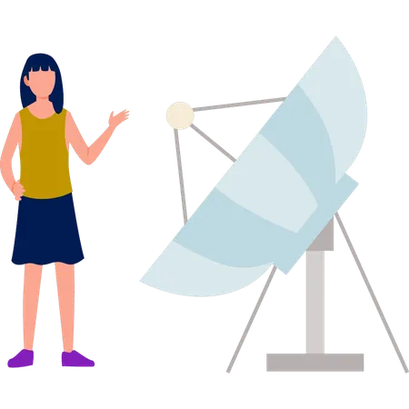 Girl with satellite antenna  Illustration