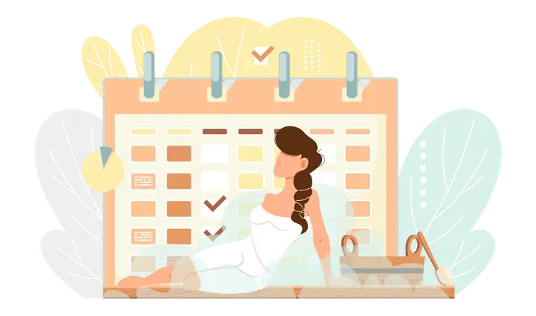 Girl with sauna schedule  Illustration