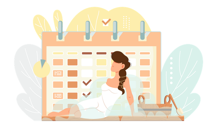 Girl with sauna schedule  Illustration