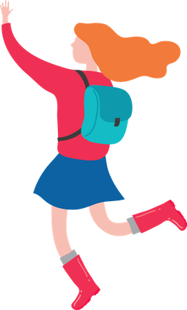 Girl With school Bag  Illustration