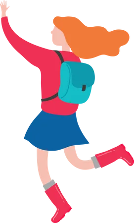 Girl With school Bag  Illustration