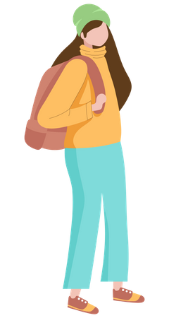 Girl with school bag Illustration