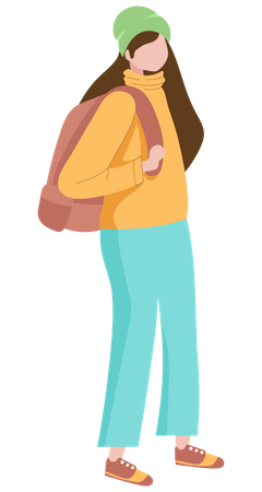 Girl with school bag  Illustration