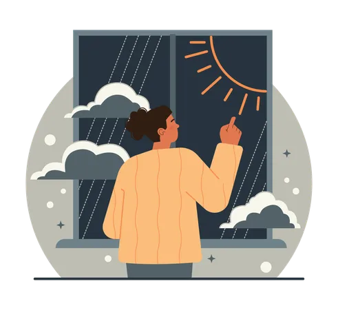 Seasonal Affective Disorder Lack Of Sunshine And Short Daylight Hours Character Suffers From Seasonal Depression Mental Health Problem Concept Flat Vector Illustration Illustration