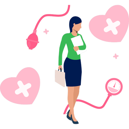 Girl with secure and healthy heart  Illustration