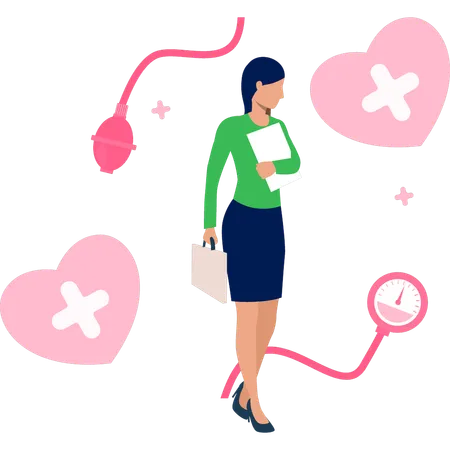 Girl with secure and healthy heart  Illustration