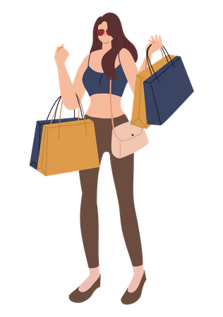 Girl with shopping bag Illustration