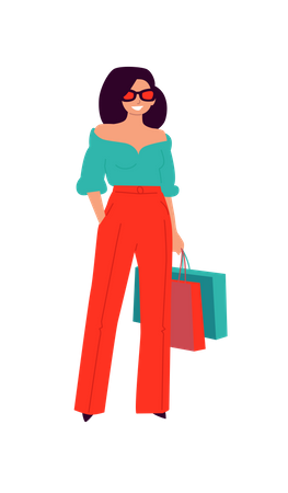 Girl with shopping bag  Illustration