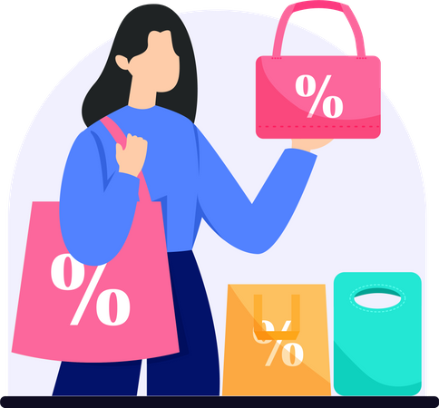 Girl With Shopping Bag  Illustration