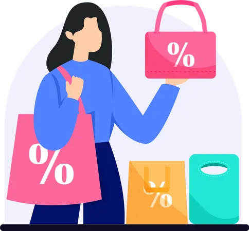 Girl With Shopping Bag  Illustration