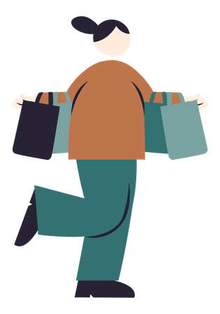 Girl with Shopping bags  Illustration