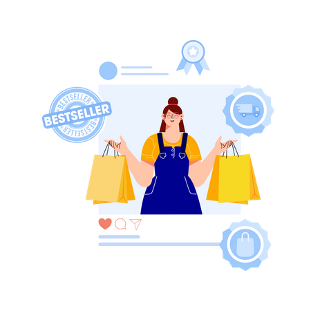 Girl with shopping bags Illustration