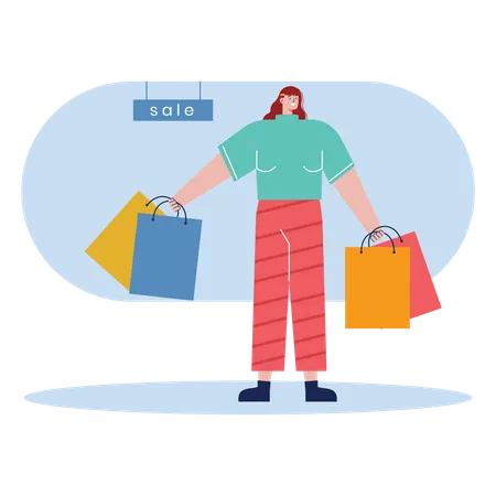 Girl with shopping bags Illustration
