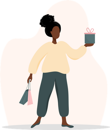 Girl with shopping bags and gift Illustration