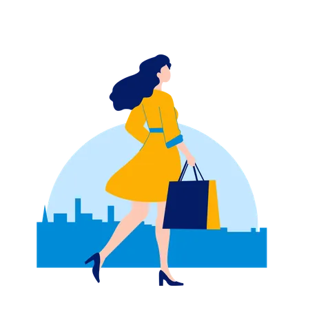 Girl with shopping bags  Illustration