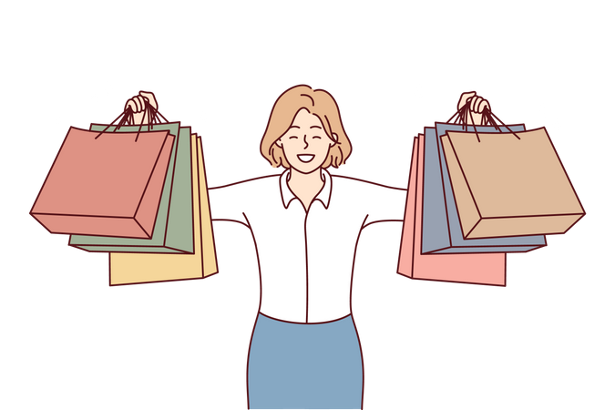 Girl with shopping bags  Illustration