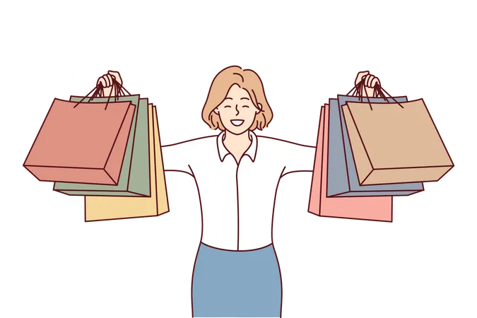 Girl with shopping bags  Illustration