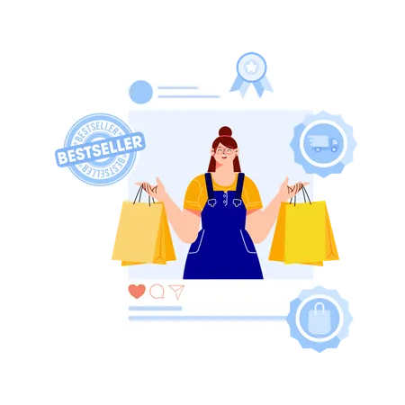 Girl with shopping bags  Illustration