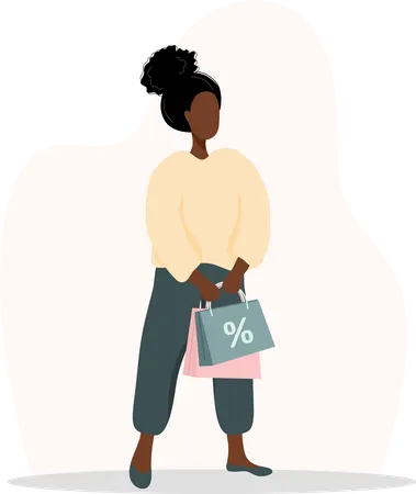 Girl with shopping bags  Illustration