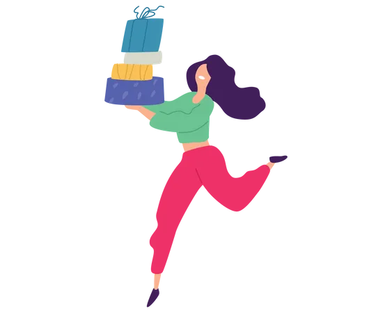 Girl with shopping bags  Illustration