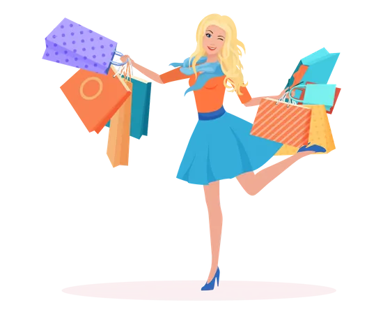 Girl with shopping bags  Illustration