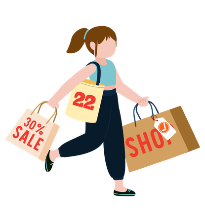 Girl with shopping bags  Illustration