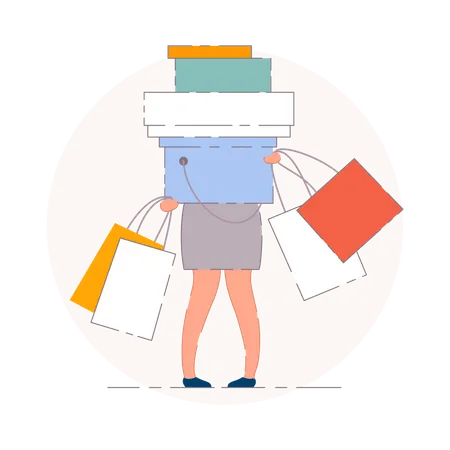 Girl with shopping bags  Illustration