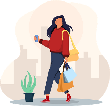 Girl with shopping bags  Illustration