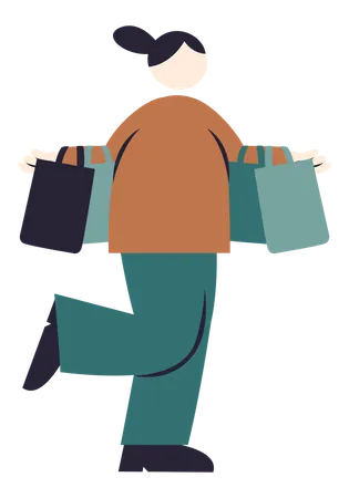 Girl with Shopping bags  Illustration