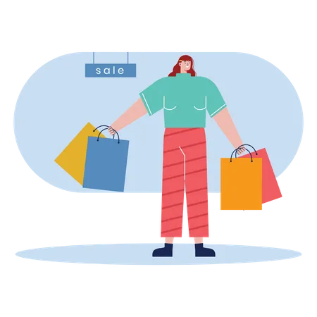 Girl with shopping bags  Illustration