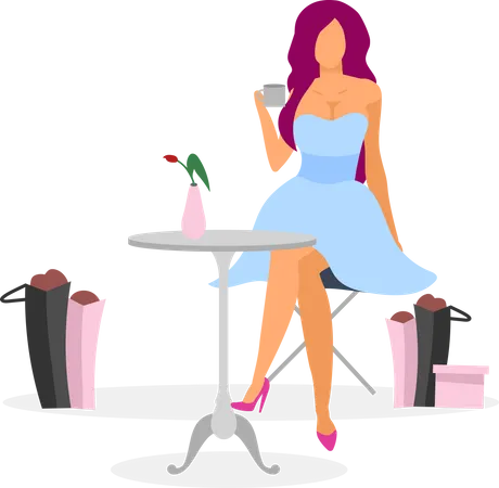 Girl with shopping bags  Illustration