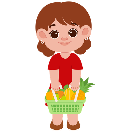 Girl With Shopping Cart  Illustration