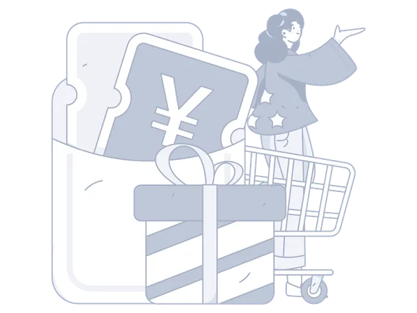 Girl with shopping cost  Illustration