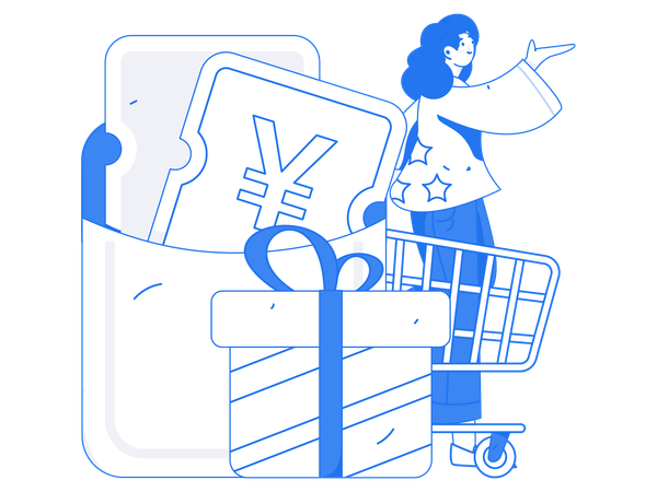Girl with shopping cost  Illustration