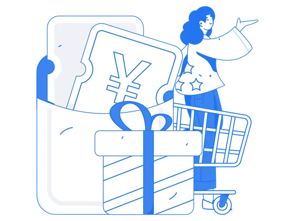 Girl with shopping cost  Illustration